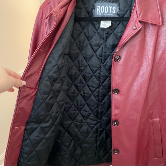 Roots VINTAGE RED LEATHER JACKET, amazing conditions, fits like a M-L - Picture 3 of 4